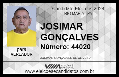 Candidato JOSIMAR GONÇALVES 2024 - RIO MARIA - Eleições