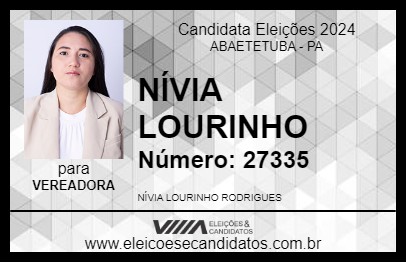 Candidato NÍVIA LOURINHO 2024 - ABAETETUBA - Eleições