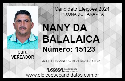 Candidato NANY DA BALALAICA 2024 - IPIXUNA DO PARÁ - Eleições