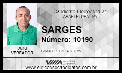 Candidato SARGES 2024 - ABAETETUBA - Eleições