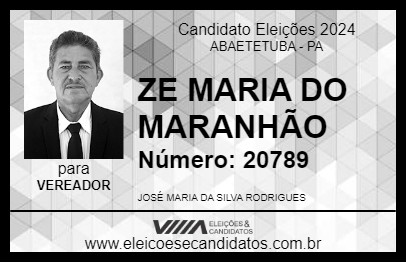 Candidato ZE MARIA DO MARANHÃO 2024 - ABAETETUBA - Eleições