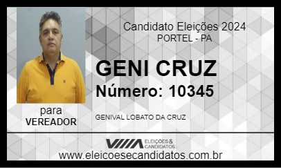 Candidato GENI CRUZ 2024 - PORTEL - Eleições