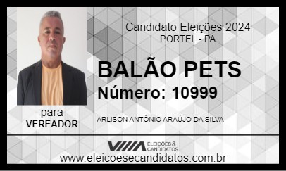 Candidato BALÃO PETS 2024 - PORTEL - Eleições