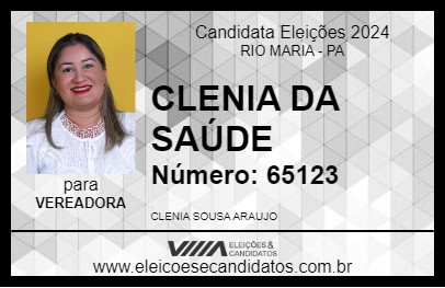 Candidato CLENIA DA SAÚDE 2024 - RIO MARIA - Eleições