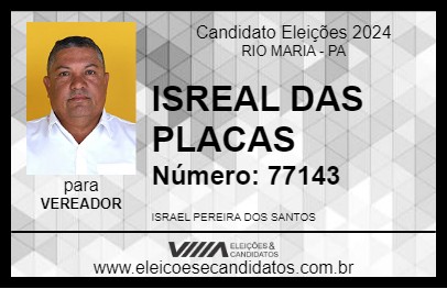 Candidato ISRAEL DAS PLACAS 2024 - RIO MARIA - Eleições