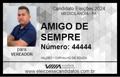 Candidato VALDECY O CIZINHO 2024 - MEDICILÂNDIA - Eleições