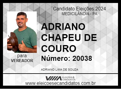 Candidato ADRIANO CHAPEU DE COURO 2024 - MEDICILÂNDIA - Eleições