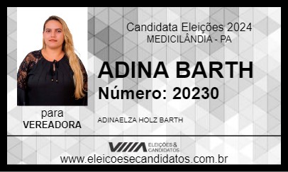 Candidato ADINA BARTH 2024 - MEDICILÂNDIA - Eleições