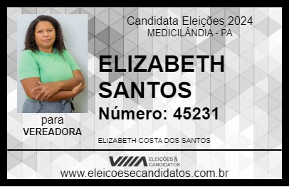 Candidato ELIZABETH SANTOS 2024 - MEDICILÂNDIA - Eleições