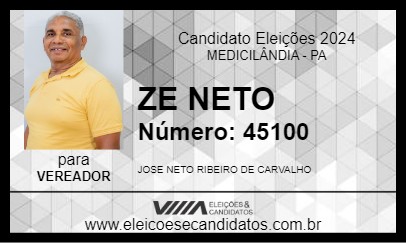 Candidato ZE NETO 2024 - MEDICILÂNDIA - Eleições