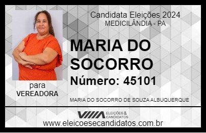 Candidato MARIA DO SOCORRO 2024 - MEDICILÂNDIA - Eleições