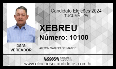 Candidato XEBREU 2024 - TUCUMÃ - Eleições