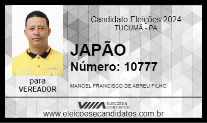 Candidato JAPÃO 2024 - TUCUMÃ - Eleições