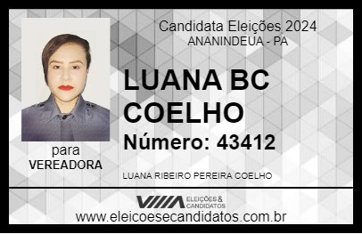 Candidato LUANA BC COELHO 2024 - ANANINDEUA - Eleições