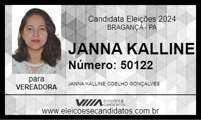 Candidato JANNA KALLINE 2024 - BRAGANÇA - Eleições