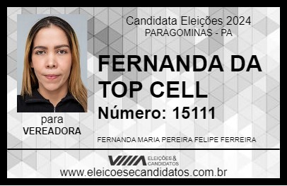 Candidato FERNANDA DA TOP CELL 2024 - PARAGOMINAS - Eleições