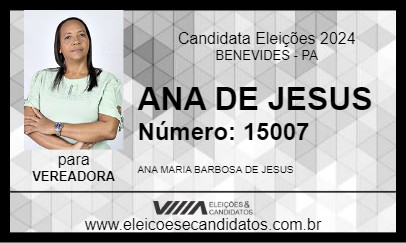 Candidato ANA DE JESUS 2024 - BENEVIDES - Eleições