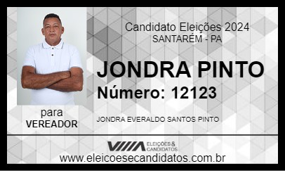 Candidato JONDRA PINTO 2024 - SANTARÉM - Eleições