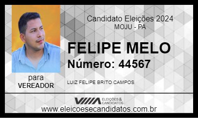 Candidato FELIPE MELO 2024 - MOJU - Eleições