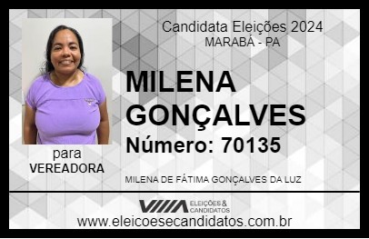 Candidato MILENA GONÇALVES 2024 - MARABÁ - Eleições