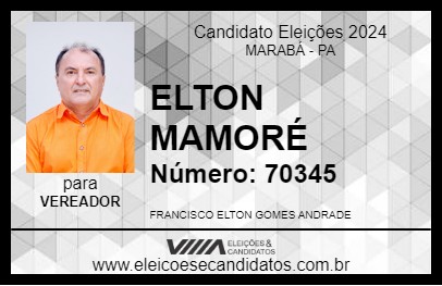 Candidato ELTON MAMORÉ 2024 - MARABÁ - Eleições