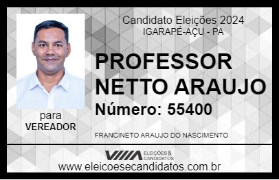 Candidato PROFESSOR NETTO ARAUJO 2024 - IGARAPÉ-AÇU - Eleições