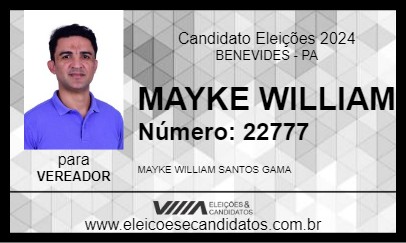 Candidato MAYKE WILLIAM 2024 - BENEVIDES - Eleições