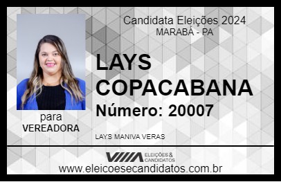 Candidato LAYS COPACABANA 2024 - MARABÁ - Eleições