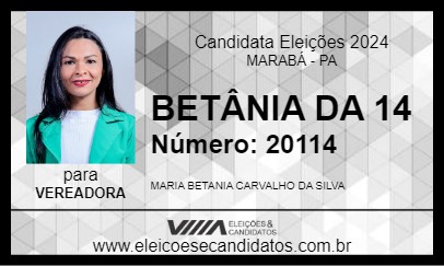 Candidato BETÂNIA DA 14 2024 - MARABÁ - Eleições