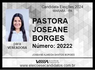 Candidato PASTORA JOSEANE BORGES 2024 - MARABÁ - Eleições