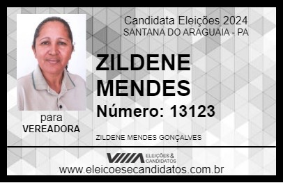 Candidato ZILDENE MENDES 2024 - SANTANA DO ARAGUAIA - Eleições