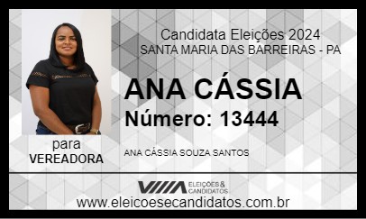 Candidato ANA CÁSSIA 2024 - SANTA MARIA DAS BARREIRAS - Eleições