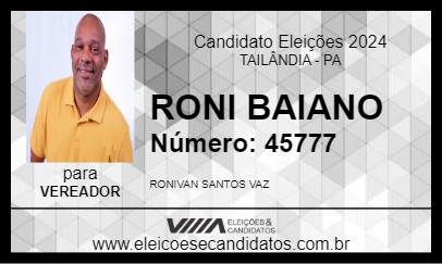 Candidato RONI BAIANO 2024 - TAILÂNDIA - Eleições