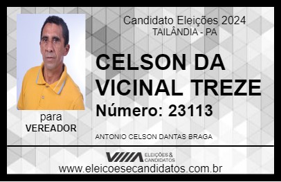 Candidato CELSON DA VICINAL TREZE 2024 - TAILÂNDIA - Eleições