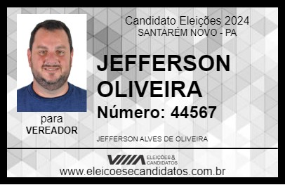 Candidato JEFFERSON OLIVEIRA 2024 - SANTARÉM NOVO - Eleições