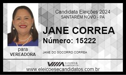 Candidato JANE CORREA 2024 - SANTARÉM NOVO - Eleições