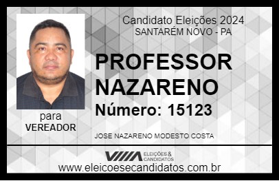 Candidato PROFESSOR NAZARENO 2024 - SANTARÉM NOVO - Eleições