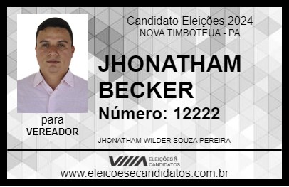 Candidato JHONATHAM BECKER 2024 - NOVA TIMBOTEUA - Eleições