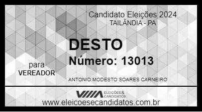 Candidato DESTO 2024 - TAILÂNDIA - Eleições