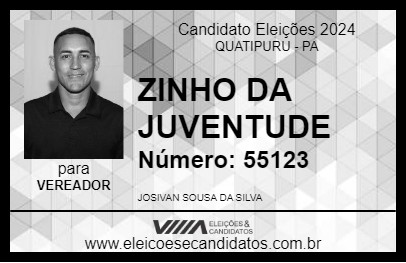 Candidato ZINHO DA JUVENTUDE 2024 - QUATIPURU - Eleições