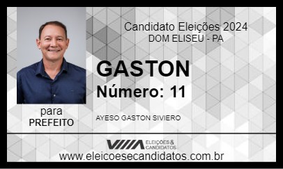 Candidato GASTON 2024 - DOM ELISEU - Eleições