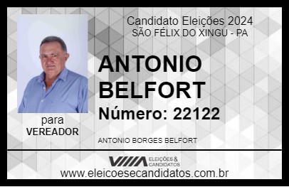 Candidato ANTONIO BELFORT 2024 - SÃO FÉLIX DO XINGU - Eleições