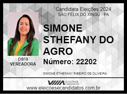 Candidato SIMONE STHEFANY DO AGRO 2024 - SÃO FÉLIX DO XINGU - Eleições