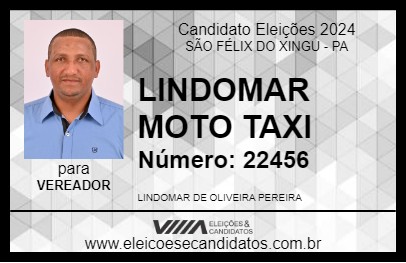 Candidato LINDOMAR MOTO TAXI 2024 - SÃO FÉLIX DO XINGU - Eleições