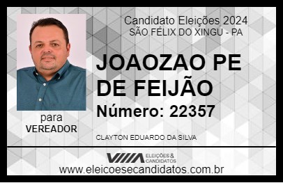 Candidato JOAOZAO PE DE FEIJÃO 2024 - SÃO FÉLIX DO XINGU - Eleições