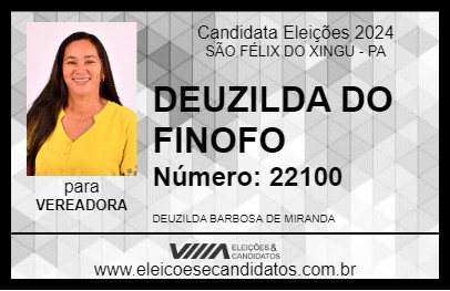 Candidato DEUZILDA DO FINOFO 2024 - SÃO FÉLIX DO XINGU - Eleições