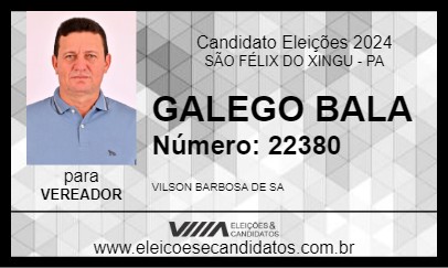 Candidato GALEGO BALA 2024 - SÃO FÉLIX DO XINGU - Eleições