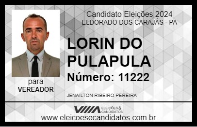 Candidato LORIN DO PULAPULA 2024 - ELDORADO DOS CARAJÁS - Eleições