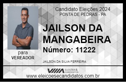 Candidato JAILSON DA MANGABEIRA 2024 - PONTA DE PEDRAS - Eleições