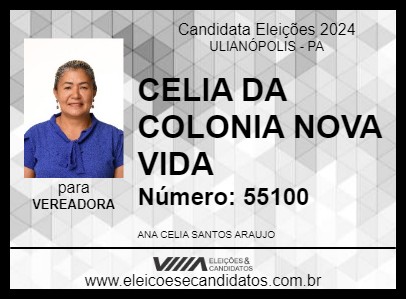 Candidato CELIA DA COLONIA NOVA VIDA 2024 - ULIANÓPOLIS - Eleições